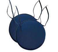 INSAFIANS Waterproof Round Garden Chair Seat Cushions - 35cm Bistro Dining Chair Pads with Ties Indoor/Outdoor Multipacks (NVY PK 2)