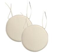 INSAFIANS Waterproof Round Garden Chair Seat Cushions - 35cm Bistro Dining Chair Pads with Ties Indoor/Outdoor Multipacks (BEIGE PK 2)