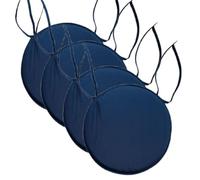 INSAFIANS Waterproof Round Garden Chair Seat Cushions - 35cm Bistro Dining Chair Pads with Ties Indoor/Outdoor Multipacks (NVY PK 4)