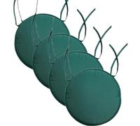 INSAFIANS Waterproof Round Garden Chair Seat Cushions - 35cm Bistro Dining Chair Pads with Ties Indoor/Outdoor Multipacks (GRN PK 4)