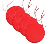 INSAFIANS Waterproof Round Garden Chair Seat Cushions - 35cm Bistro Dining Chair Pads with Ties Indoor/Outdoor Multipacks (RED PK 4)