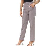 INSAFIANS Women Half Elasticated Pull Up Pants | Ladies Office Wear Trousers | Work Formal (Beig L27 W18)