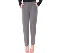 INSAFIANS Women Half Elasticated Pull Up Pants | Ladies Office Wear Trousers | Work Formal(Gry L25W12)