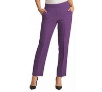 INSAFIANS Women Half Elasticated Pull Up Pants | Ladies Office Wear Trousers | Work Formal (Plum L25 W16)