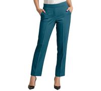 INSAFIANS Women Half Elasticated Pull Up Pants | Ladies Office Wear Trousers | Work Formal (Teal L25 W10)