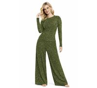 INSAFIANS Women’s Jersey co-ords sets Shiny Glitter 2 piece outfit long sleeve top wide leg Pants loungewear casual wear Tracksuit sets