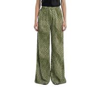 INSAFIANS Women Spot Print Jersey Palazzo Trousers Wide Leg Elasticated Waist Stretchy Fit (Spot - Khaki S-M Long)