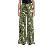 INSAFIANS Women Spot Print Jersey Palazzo Trousers Wide Leg Elasticated Waist Stretchy Fit (Spot - Khaki 3XL Long)