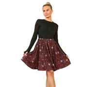 INSAFIANS Womens Skater Mini Skirt Stretchy Flared Elasticated Waist Classic Christmas Pattern Skirt (Xmas RED Check LAD 12)