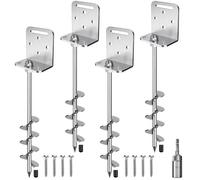 Insaga 18'' Ground Anchors Screw in 10mm Solid Steel with L Bracket, for Trampoline Mobile Home Swing Set Shed Carport Tent Stakes Earth Anchor Tree, 2" Helix Blade & Chrome Plated Finish, 4Pack