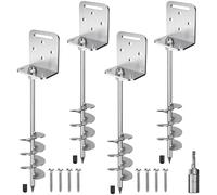 Insaga 18'' Heavy Duty Ground Anchors 10mm Solid Steel with L Bracket, for Trampoline Mobile Home Swing Set Shed Carport Tent Earth Anchor Fence, 2.7" Helix Blade & Chrome Plated Finish, 4Pack