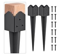 Insaga 2 Pack Fence Post Anchor Base, Heavy Duty Mailbox Post Ground Spike Long Drive Down Deck Post Support Holder Stake Inner Size 89 x 89mm