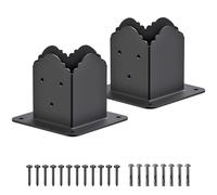 Insaga 2 Pack Fence Post Brackets, Inner Size 91 x 91mm Pergola Post Support Heavy Duty Steel Deck Post Anchor Base Bolt Down Wood Post Supports for Porch Raing/Outdoor Pavilion, Simple Style