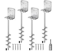 Insaga 24'' Ground Anchors Screw in Heavy Duty Earth Anchor 10mm Solid Steel with L Bracket for Trampoline Mobile Home Swing Set Shed Carport Tent Stakes, 2" Helix Blade & Chrome Plated Finish, 4Pcs