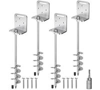 Insaga 24'' Heavy Duty Ground Anchors Screw in 10mm Solid Steel with L Bracket for Trampoline Mobile Home Swing Set Shed Carport Tent Earth Anchor Fence, 2.7" Helix Blade & Chrome Plated Finish, 4Pack