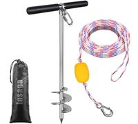 Insaga 26'' Sand Anchor for Boat with 32ft Rope, 304 Stainless Steel with Crossbar, Fully Welded Screw in Boat Anchor for Kayak, Jet Ski, Pontoon, Shallow Water, Beach and Sandbar Use