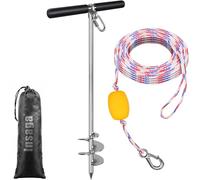Insaga 36'' Sand Anchor for Boat with 32ft Rope, 304 Stainless Steel with Crossbar, Fully Welded Screw in Boat Anchor for Kayak, Jet Ski, Pontoon, Shallow Water, Beach and Sandbar Use