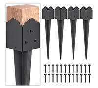 Insaga 4 Pack Fence Post Anchor Base, Heavy Duty Mailbox Post Ground Spike Long Drive Down Deck Post Support Holder Stake Inner Size 89 x 89mm