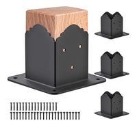 Insaga 4 Pack Fence Post Brackets, Inner Size 91 x 91mm Pergola Post Support Heavy Duty Steel Deck Post Anchor Base Bolt Down Wood Post Supports for Porch Raing/Outdoor Pavilion, Simple Style