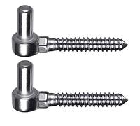 Insaga Gate Hinge M16, 2 Pack Heavy Duty Farm Gate Screw Hook on Hinge Hanger Hook on Bolt Stainless Steel Metal Gate Hardware with 16mm Pin for Wooden Fence/Garden Gate/Field Gate/Driveway, 110mm