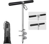 Insaga Ground Anchor, Heavy Duty Dog Lead Stake Screw Earth Peg Strong Storm Spiral Spike for Large Medium Dog/Garden/Yard/Camping/Boat/Trampoline/Tent/Shed with Carabiner&Removable Handle, 44cm