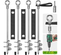 Insaga Ground Anchor with Straps and Adaptor Heavy Duty 76cm Tent Stakes Screw in Fully Welded Spiral Resist High Wind, Trampolines Anchor Kit for Camping/Swing Set/Shed/Carport,4 Pack