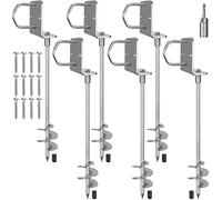 Insaga Tent Peg, 81cm Heavy Duty Ground Anchor Large Metal Earth Sand Stake Spiral Blade Screw in Trampolines Spike for Swing Kit/Camping/Shed/Dog/Carport with Fixed Plate Loop, 6 Pack