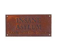Insane Asylum Enter With Caution Sign Plaque Cast Iron Door Mental Hospital