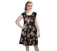 Insanity Floral Sleeveless Rockabilly Gathering Dress (Medium/Large, Black Floral)