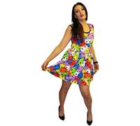 Insanity Happy Faces Sleeveless Gathering Dress (XX-Large, Multi Colour)