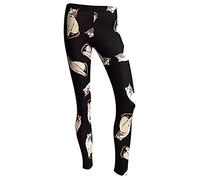 Insanity If You Please! Siamese Cats Printed Leggings (Large/X-Large, Black)