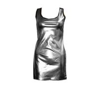 Insanity Metallic Wet Look Shiny Long Vest Top (Large/X-Large) Silver