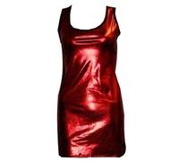 Insanity Metallic Wet Look Shiny Long Vest Tops (Large/X-Large) Red
