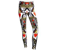Insanity Queen of Heart Playing Cards Designer Digital Printed Leggings (S/M (8-10))