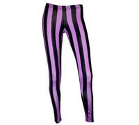 Insanity Vertical Stripes Printed Leggings (L/XL, Purple & Black)