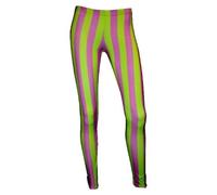Insanity Vertical Stripes Printed Leggings (L/XL, Purple & Green)