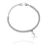 inSCINTILLE Bracelet with Lucky Horn and Balls in Stainless Steel, 21 cm, Stainless Steel Nail Polish
