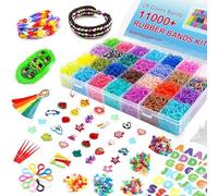 INSCRAFT 11900+ Loom Bands Kit, Colourful Rubber Bands in 28 Colours with Container, 600 Clips, 200 Beads, 52 Letter Beads, Bracelet Making Loom Refill Set for Girls Kids DIY Craft