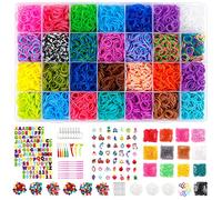 Inscraft 21900+ Loom Bands Kit with Storage, Rubber Band Refills in 41 Colours, 1000 Clips,280 Pony Beads, 5 Tassels, 5 Crochet Hooks and More, Bracelet Making Set for Girls Kids Crafting