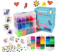 INSCRAFT 25,000 pcs Fuse Beads Kit 26 Colors 5MM, Including 127 Patterns, 4 Big Square, 1 Heart Pegboards, 1 Flower Ironing Paper, Tweezers, Beads Compatible by