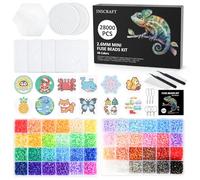 INSCRAFT 28,000 Mini Fuse Beads kit 2.6mm, 48 Colors 7 Pegboards 15 roning 2 Tweezers 2 lroning Papers Melty Beads Melting Beads Iron Beads Craft Beads Bulk kit