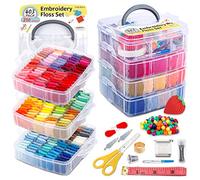 INSCRAFT 403 Pack EmbroideryThreads Kit for Adults, 250 Colours Embroidery Floss, Cross Stitch Kits for Beginners Craft Making, 153 Pcs Cross Stitch Tool, 4-Tier Transparent Craft Storage Box