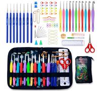 Inscraft 82 Pcs Crochet Hooks Set, 19 Sizes, Ergonomic Soft Grip Handles Crochet Needles (11 Sizes) Kit with Bag for Arthritic Hands, Crochet Starter Kit for Beginners Knitting Yarn Lovers