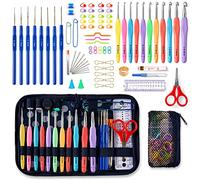 Inscraft 82 Pcs Crochet Hooks Set, 19 Sizes, Ergonomic Soft Grip Handles Crochet Needles (11 Sizes) Kit with Bag for Arthritic Hands, Crochet Starter Kit for Beginners Knitting Yarn Lovers