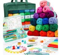 Inscraft Crochet Yarn Kit for Beginners Adults and Kids, Includes 1650 Yards 30 Colors Acrylic Skeins, User Manual, Hooks, Dark Grass Bag etc, Make Amigurumi & Projects, Starter Set for Professionals