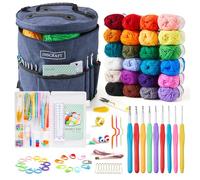 INSCRAFT Crochet Yarns Kit for Beginners Adults, 24 Acrylic Yarns Set for Crocheting, 1320 Yards Knitting Yarn Bag Kit, 73PCS Crochet Accessories Set Including Ergonomic Hooks, Knitting Needles