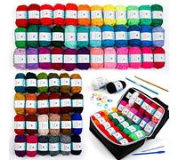 Inscraft Crochet Yarns Kit for Beginners Adults, 62 Acrylic Yarns Set