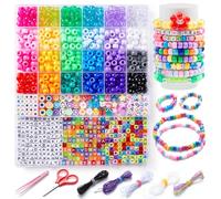 INSCRAFT Pony Beads, 1,900 pcs 9mm Pony Beads Set in 24 Colors with Elastic String for Bracelet Jewelry Making by