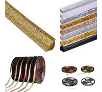 Inscrip 5M/Roll 15mm Flexible Quarter Rod Ceiling Strips, Self-Adhesive Skirting Board Trim, Peel and Stick Decorative Molding Strip for Sink Corners, Kitchen Countertops, Bathrooms (Gold)