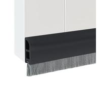 Inscrip Door Brush Strip, Self-Adhesive Door Draft Excluder Strip Brush, Cuttable Draught Excluder Brush, Flexible Draught Excluder for Protection from Sound, Cold, Moisture and Insects (Black, 1M)